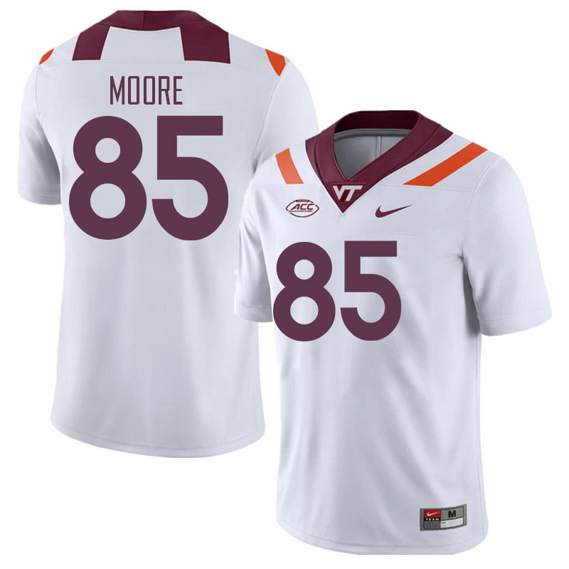 Men #85 Peter Moore Virginia Tech Hokies College Football Jerseys Stitched Sale-White - Click Image to Close